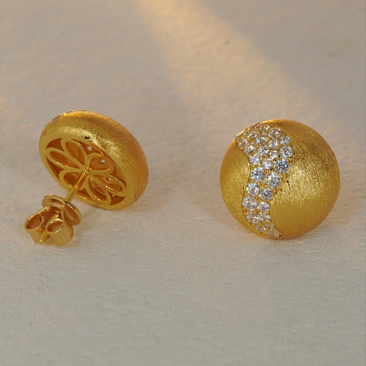 back view of 18K gold plated sterling silver stud earrings with push back closure