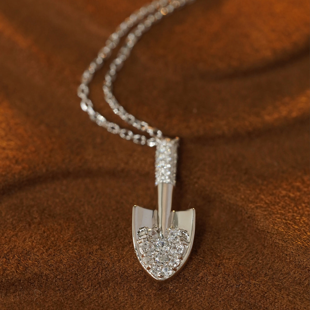 Sparkling 5A CZ Shovel Pendant Necklace in 925 Sterling Silver - Noble Aurora