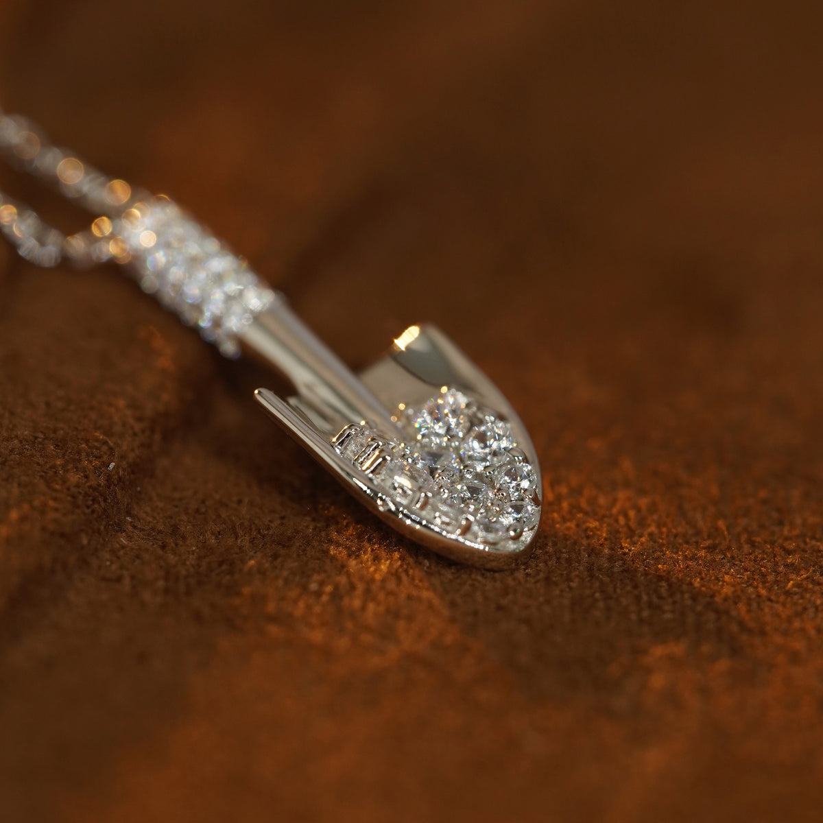 Shovel Head Micro Pavé 5A CZ Detail - 925 Silver Pendant Necklace