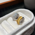 925 Sterling Silver Huggie Hoop Earrings 18K Gold Plated Reversible Two Way Chunky CZ Pavé Brushed Earrings