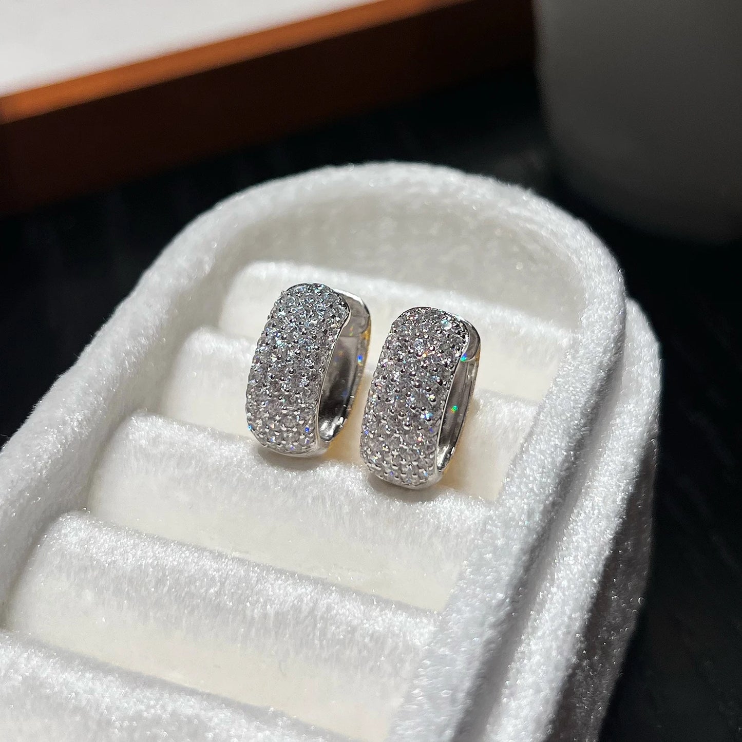 Two-tone CZ huggie hoop earrings with 18K gold plated sterling silver design