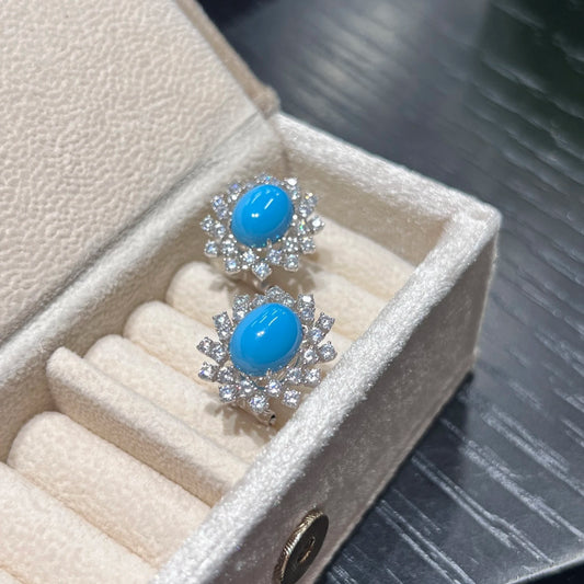Turquoise Flower Halo Earrings