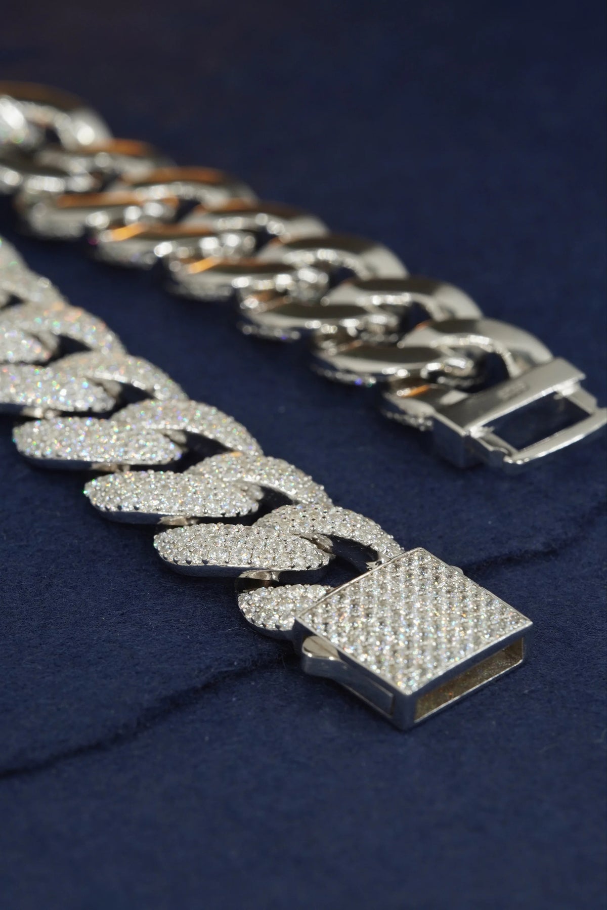 Pavé Cuban link bracelet clasp detail