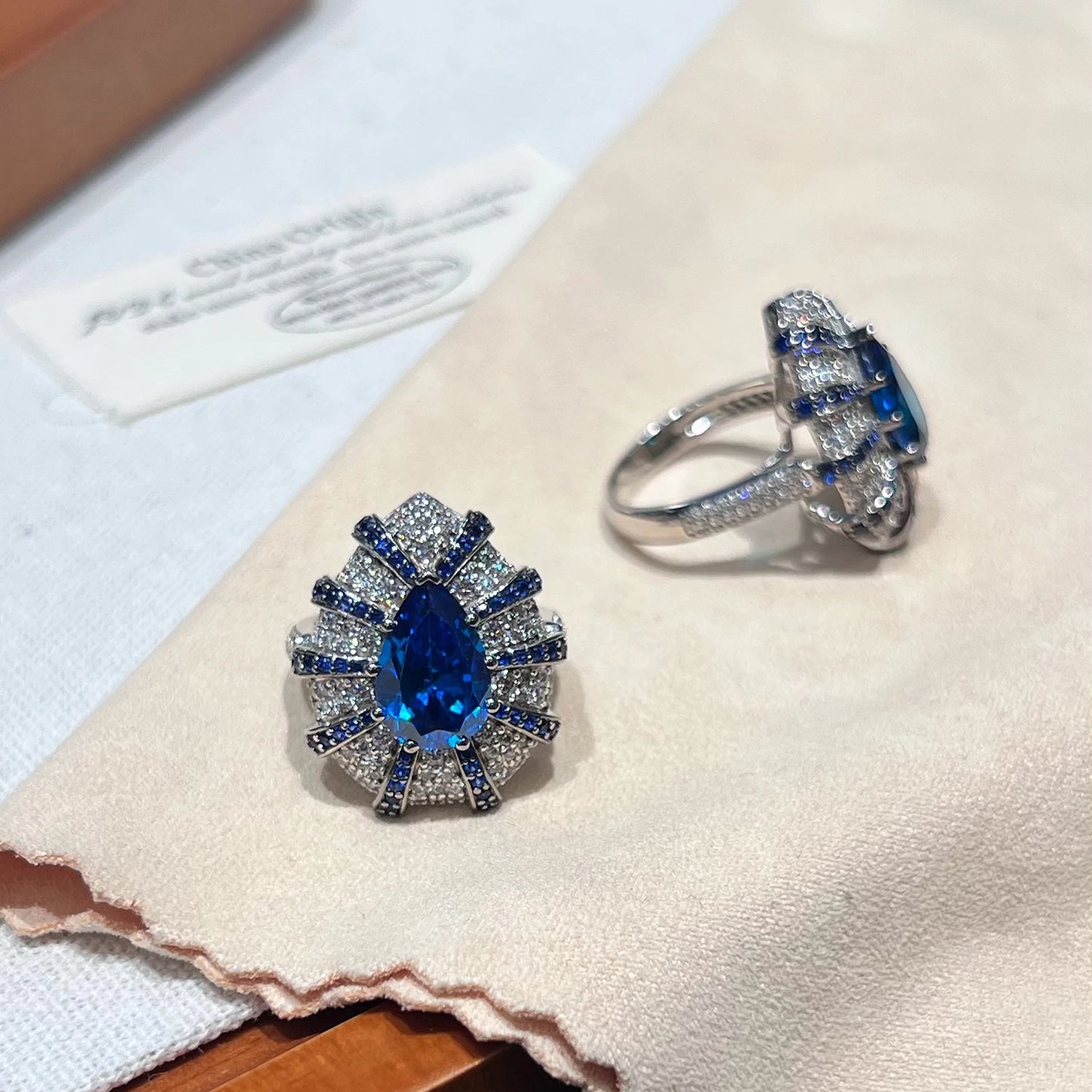 Blue Sapphire Teardrop Ring